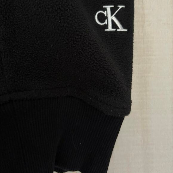 Calvin Klein Jeans Black White Fleece Quarter  Zip Pullover Sweatshirt Men’s M - Picture 6 of 8